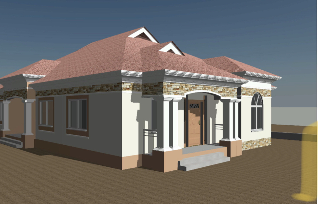 Construction of modern three bedrooms house with two toilets and a standard european kitchen at Salagi or Jabang